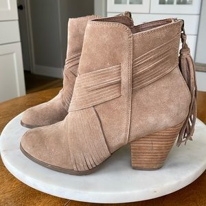 Suede Leather Booties with Tassels